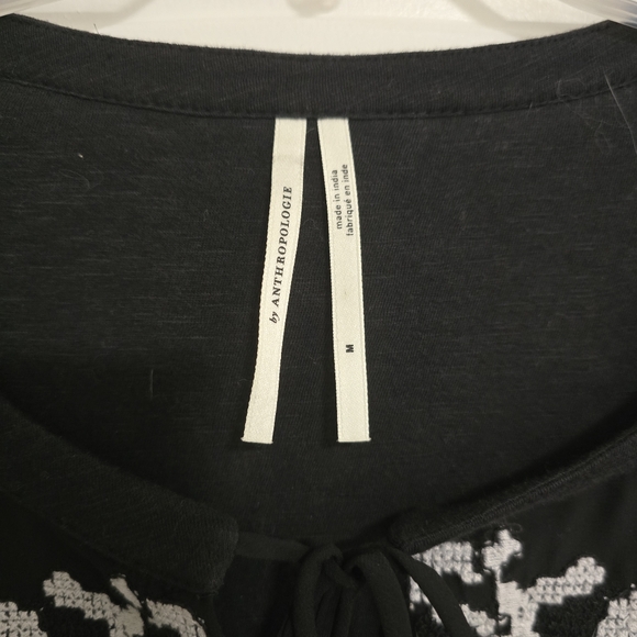 ANTHROPOLOGY Embroidered Flutter Sleeve Tassel-Tie Knit Peasant Top - Picture 5 of 8